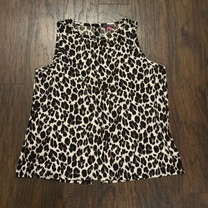 Vince Camuto Leopard Animal Print Blouse Tank Sleeveless Size Large